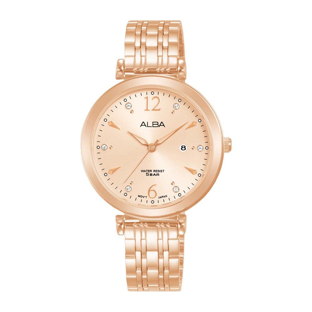 

Alba fashion ladies watch,analog, 32mm, stainless steel strap, ah7bv6x1 - rose gold