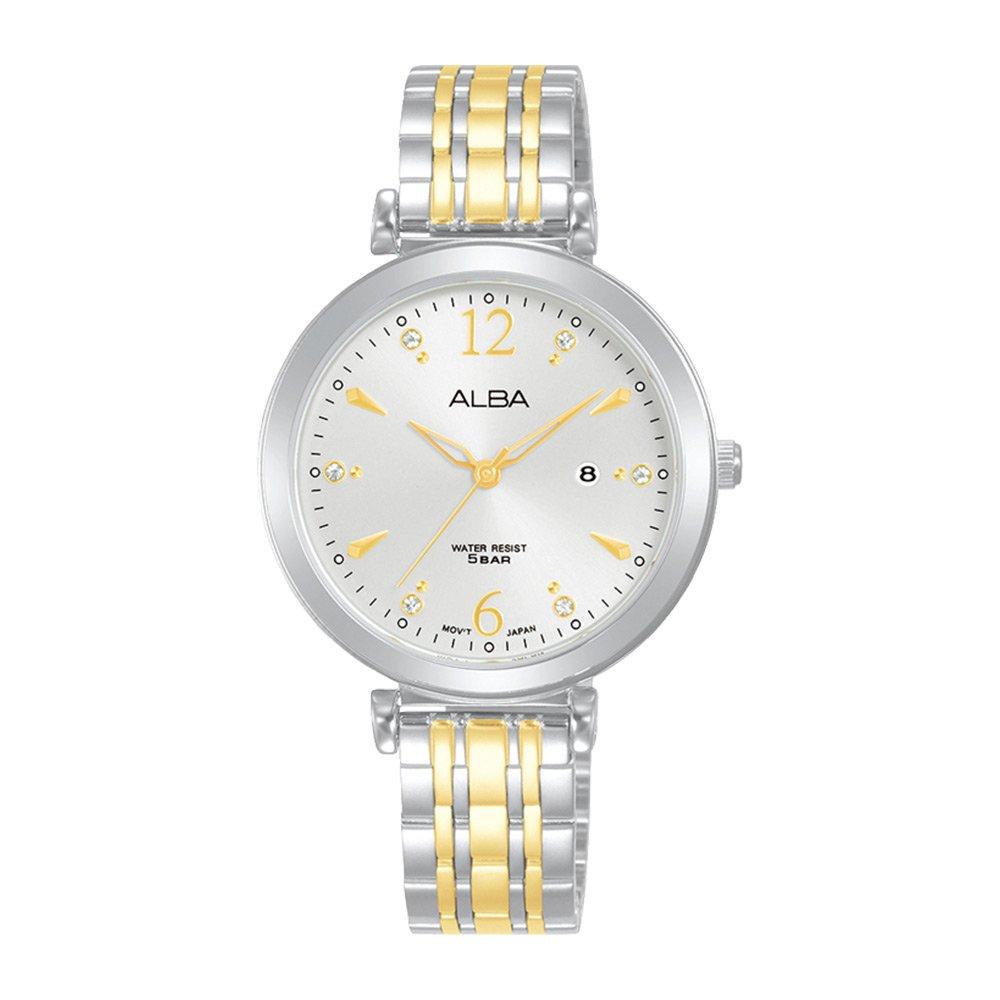 

Alba fashion ladies watch,analog, 32mm, stainless steel strap, ah7bw1x1 - silver/light ...