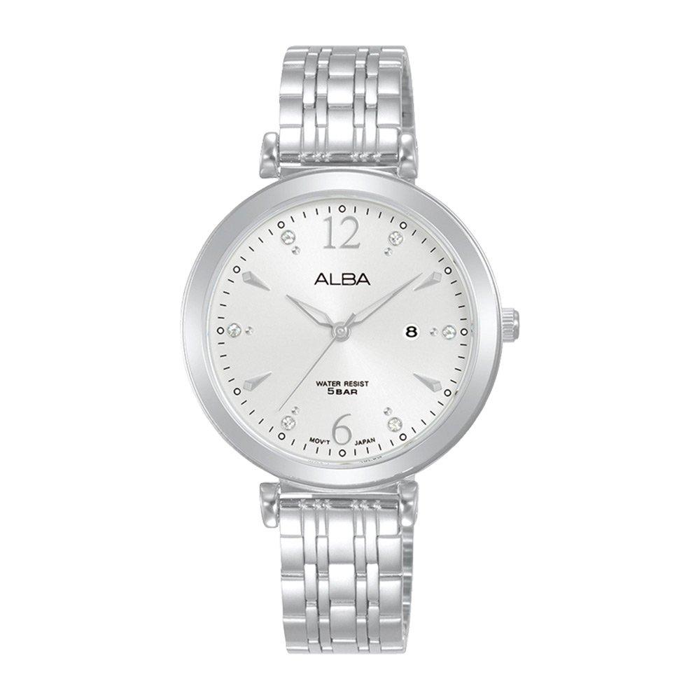

Alba fashion ladies watch,analog, 32mm, stainless steel strap, ah7bw7x1 - silver