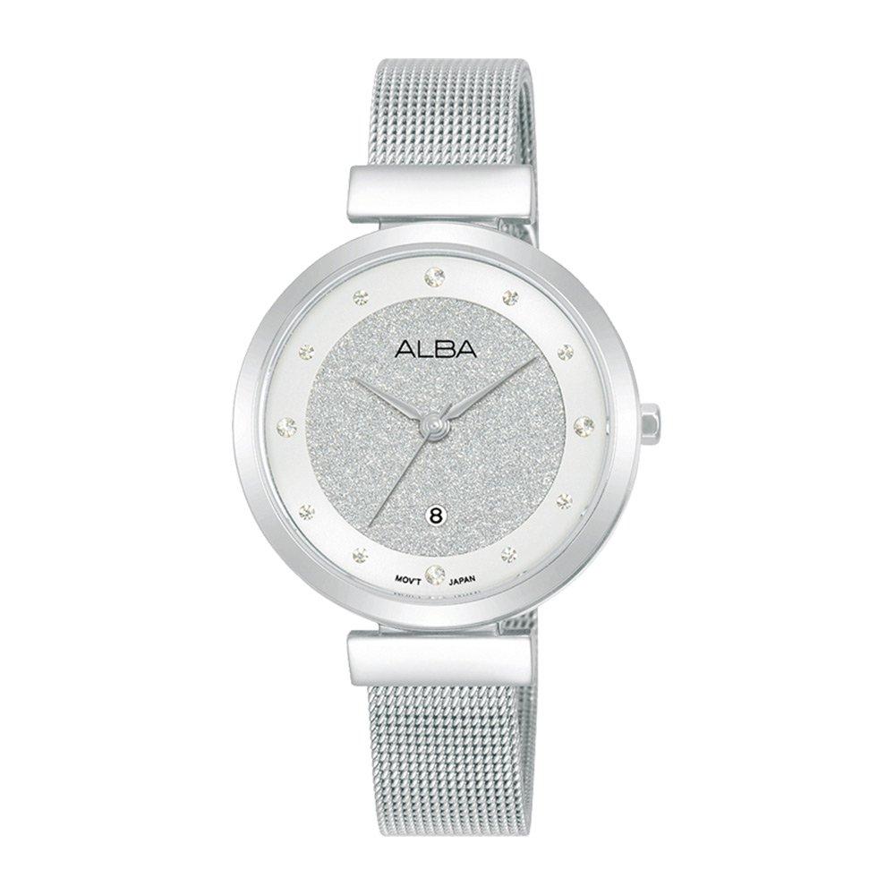

Alba fashion watch for women, analog, 32mm, stainless steel strap, ah7cg9x1 – silver
