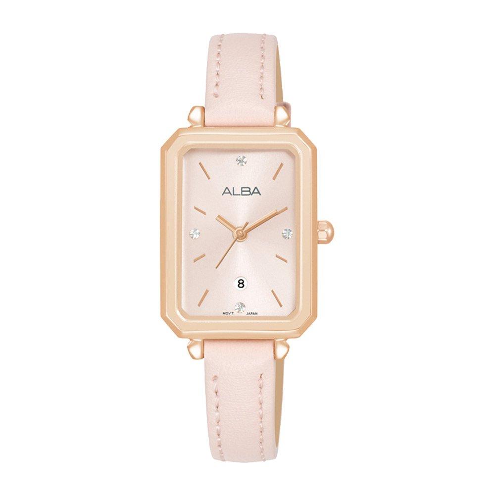 

Alba fashion watch for women, analog, 22mm, leather strap, ah7cc0x1 – pink