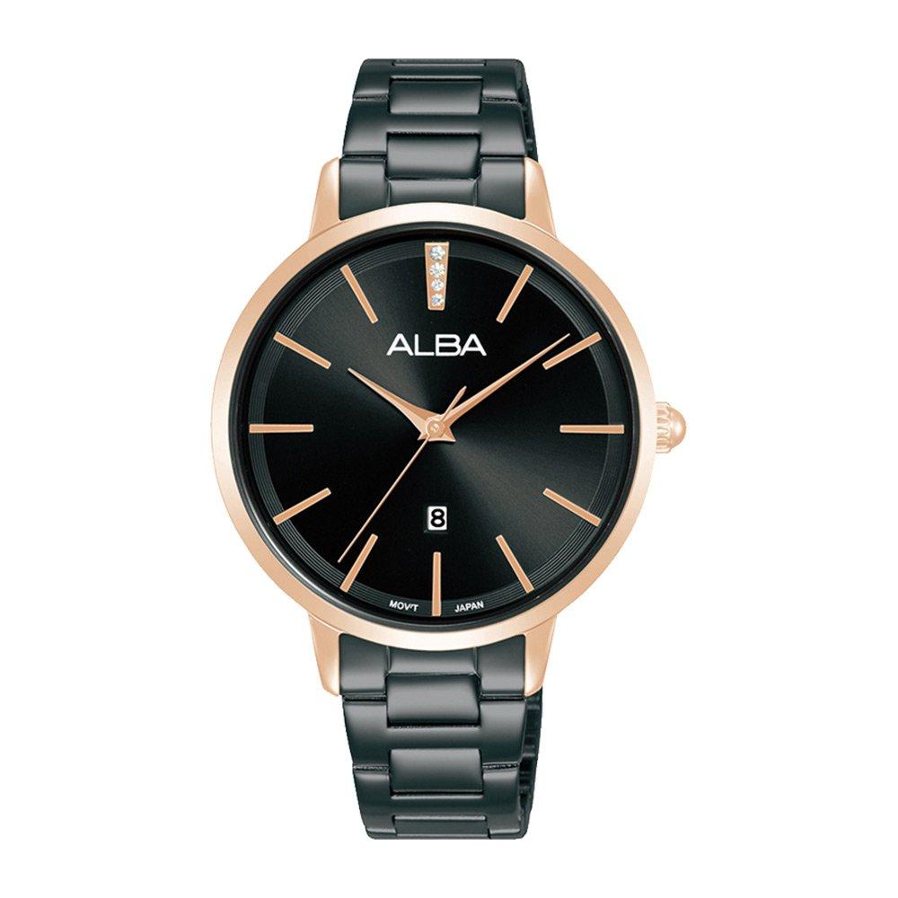 

Alba fashion ladies watch,analog, 34mm, stainless steel strap, ah7cc4x1 - black