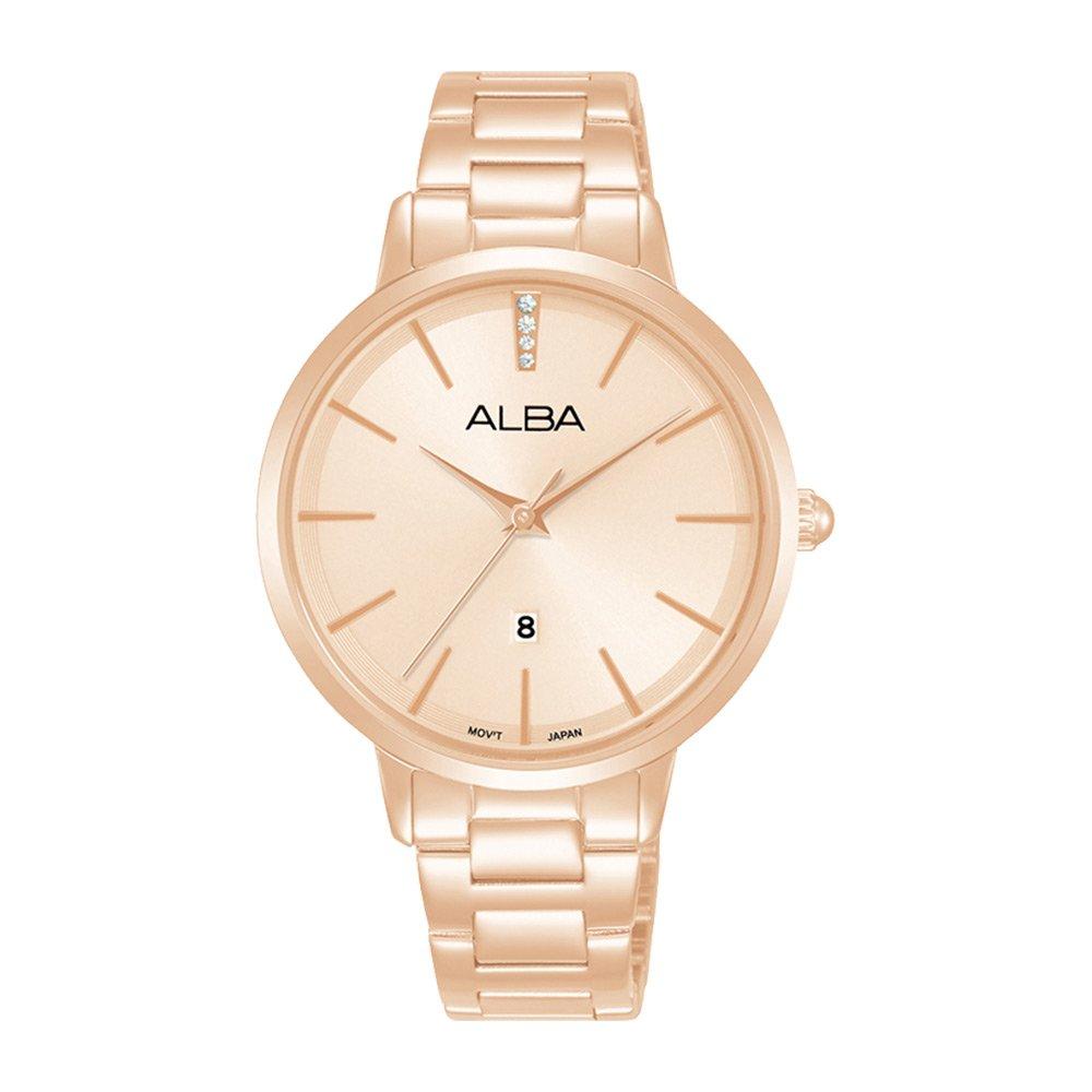 

Alba fashion ladies watch,analog, 34mm, stainless steel strap, ah7cc6x1 - light pink
