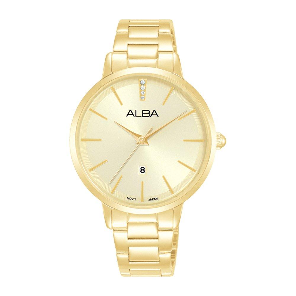 

Alba fashion ladies watch,analog, 34mm, stainless steel strap, ah7cc8x1 - light gold
