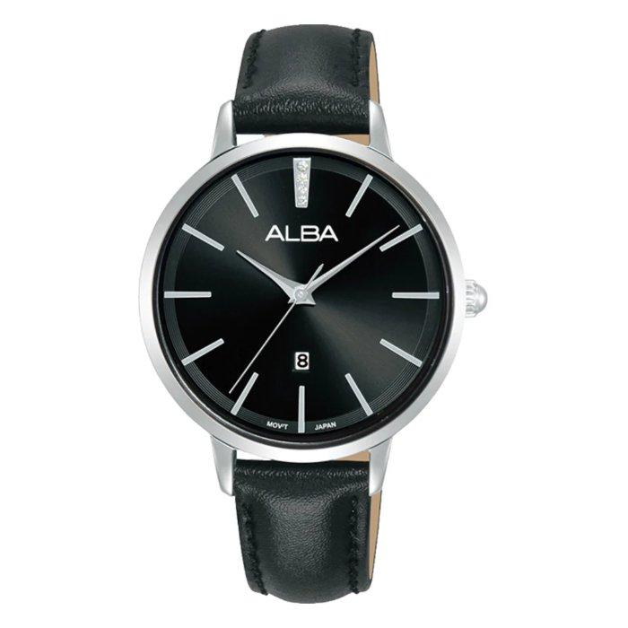 

Alba fashion ladies watch, analog, 34mm, leather strap, ah7cd9x1 - black