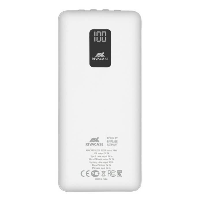 

Riva portable power bank, 20000 mah, va2220 - white