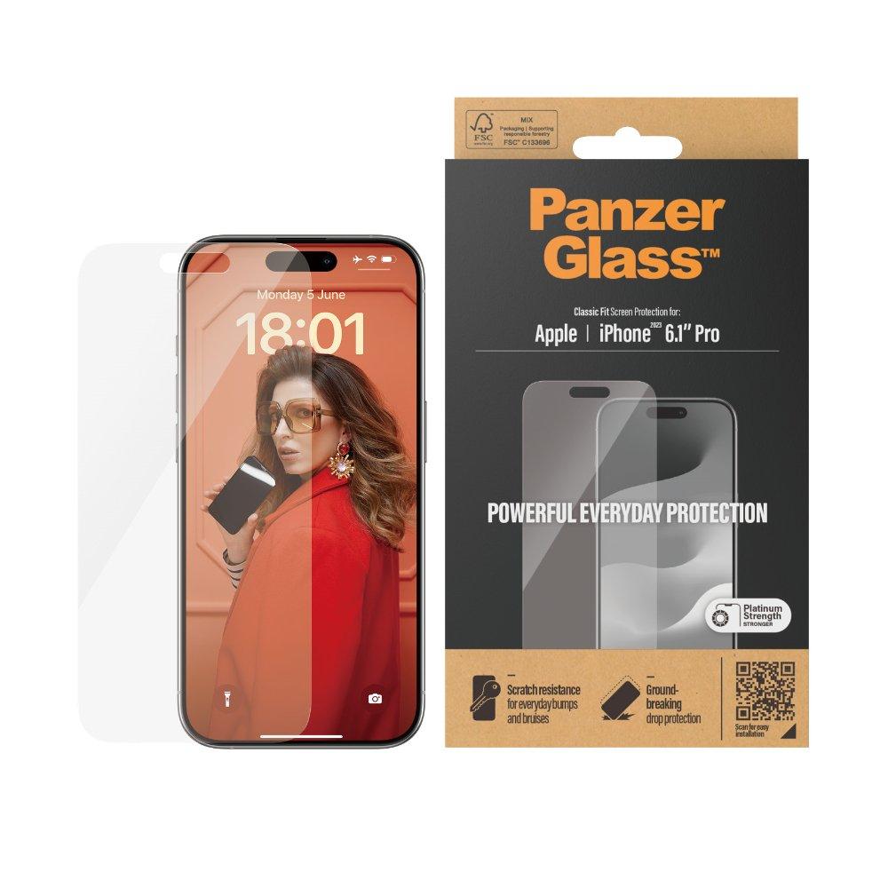 

Panzerglass classic fit screen protector for iphone 15 pro, 2806 - clear