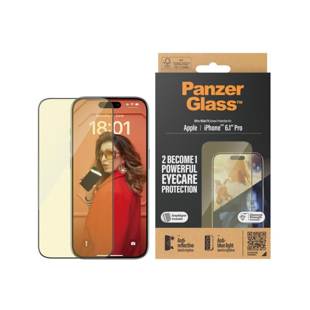 PanzerGlass Anti-Reflect, Anti-Blue light Ultra Wide Fit Screen Protector for iPhone 15 Pro, 2814
