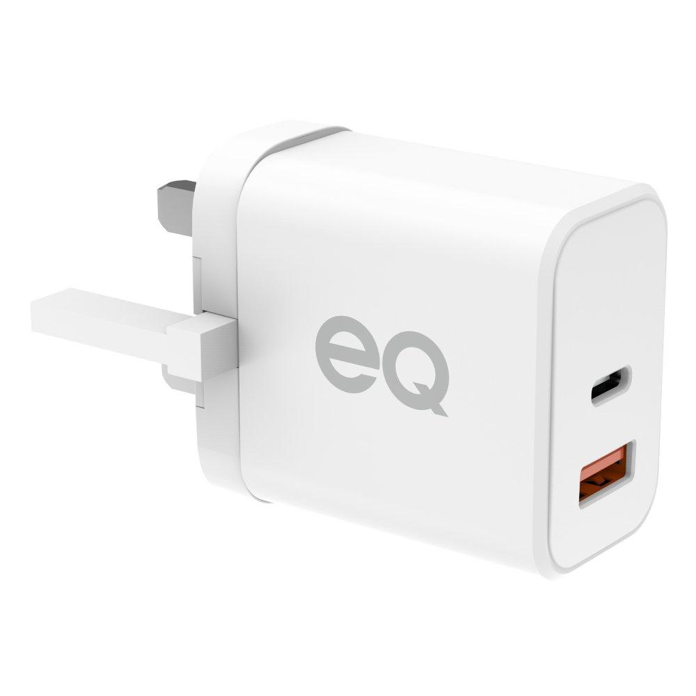 

Eq gan 45w power delivery wall charger, usb type-c & usb-a ports, vtx-45vhac-3 – white