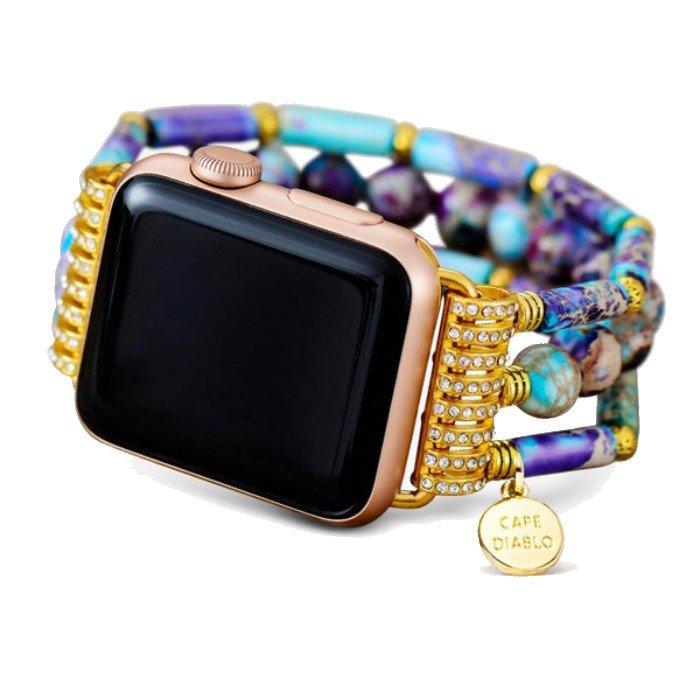 

Cape diablo periwinkle jasper stretch apple watch strap, small 5. 75 - 6. 25 inch