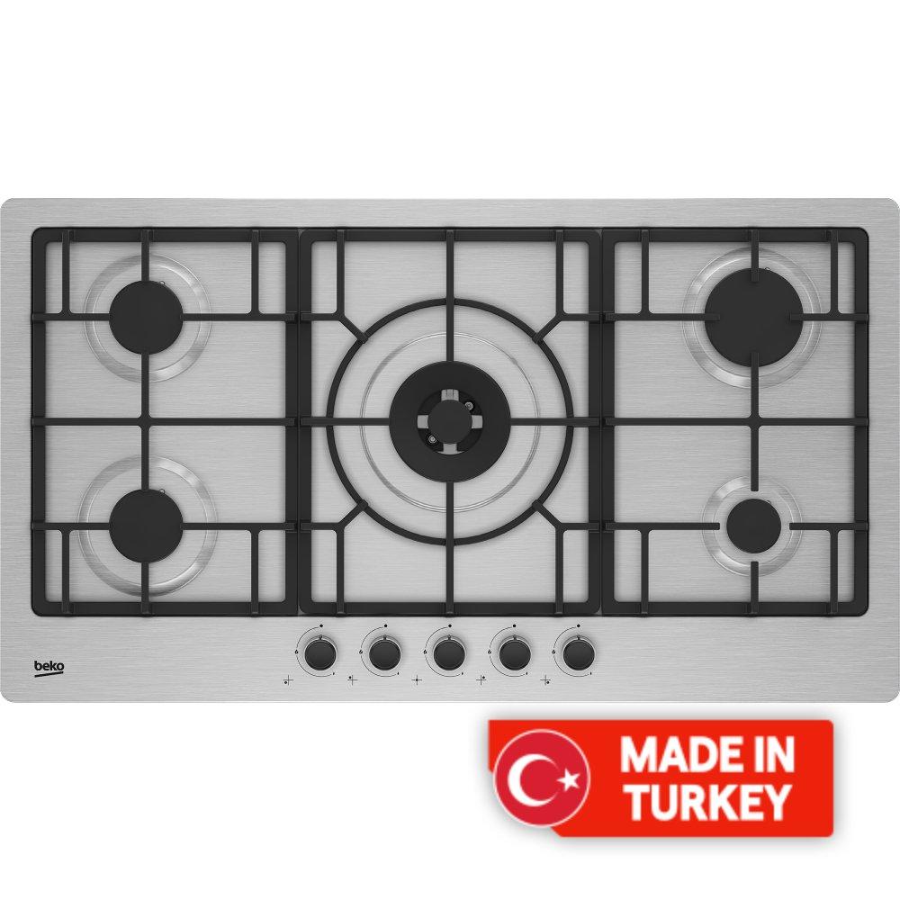 

Beko built-in gas hob, 90cm, 4 burners and 1 wok burner, himw95225sxel - stainless steel