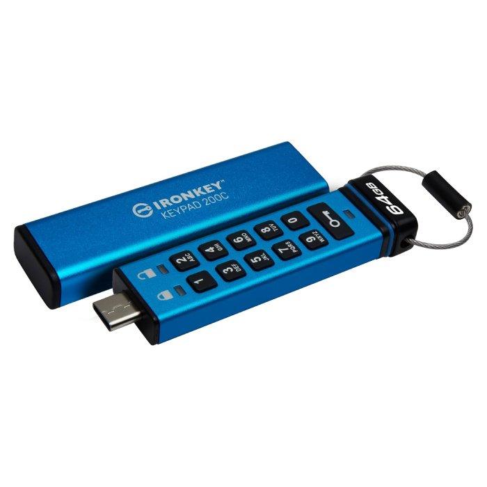 

Kingston ironkey keypad 200c type-c hardware-encrypted usb flash drive, 64gb, fips 140-...