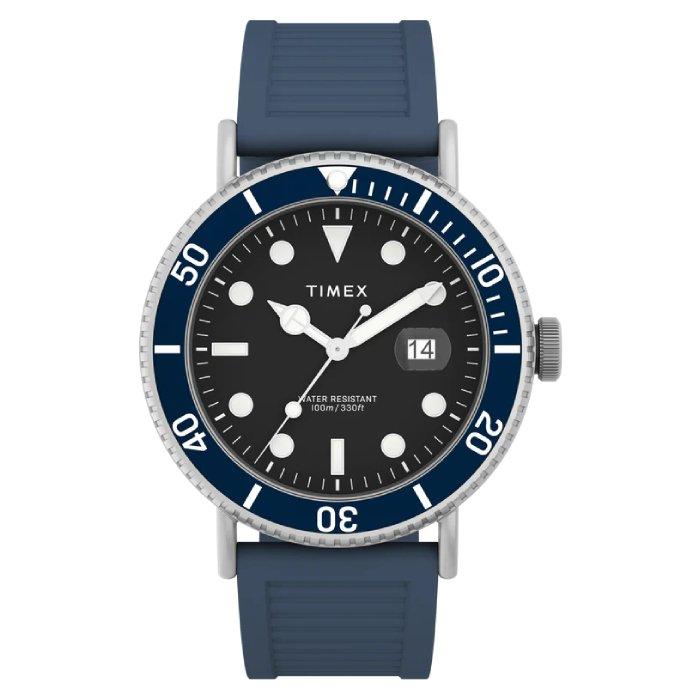 

Timex portside watch for men, analog, 43mm, eco-friendly resin strap, tw2w16600vm – blue