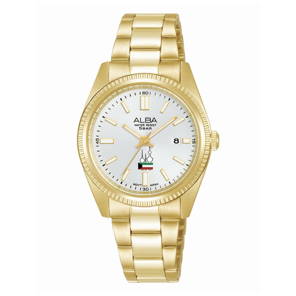 

Alba kuwait flag watch for women, analog, 30mm, stainless steel strap, ah7cw6x1 – gold