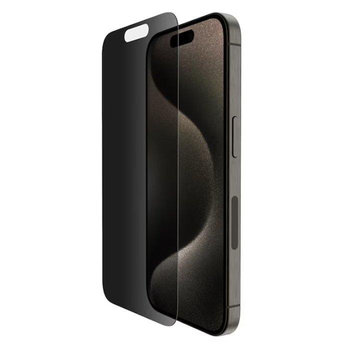 

Belkin tempered glass privacy screen protector for iphone 15 pro, ova149zz – black