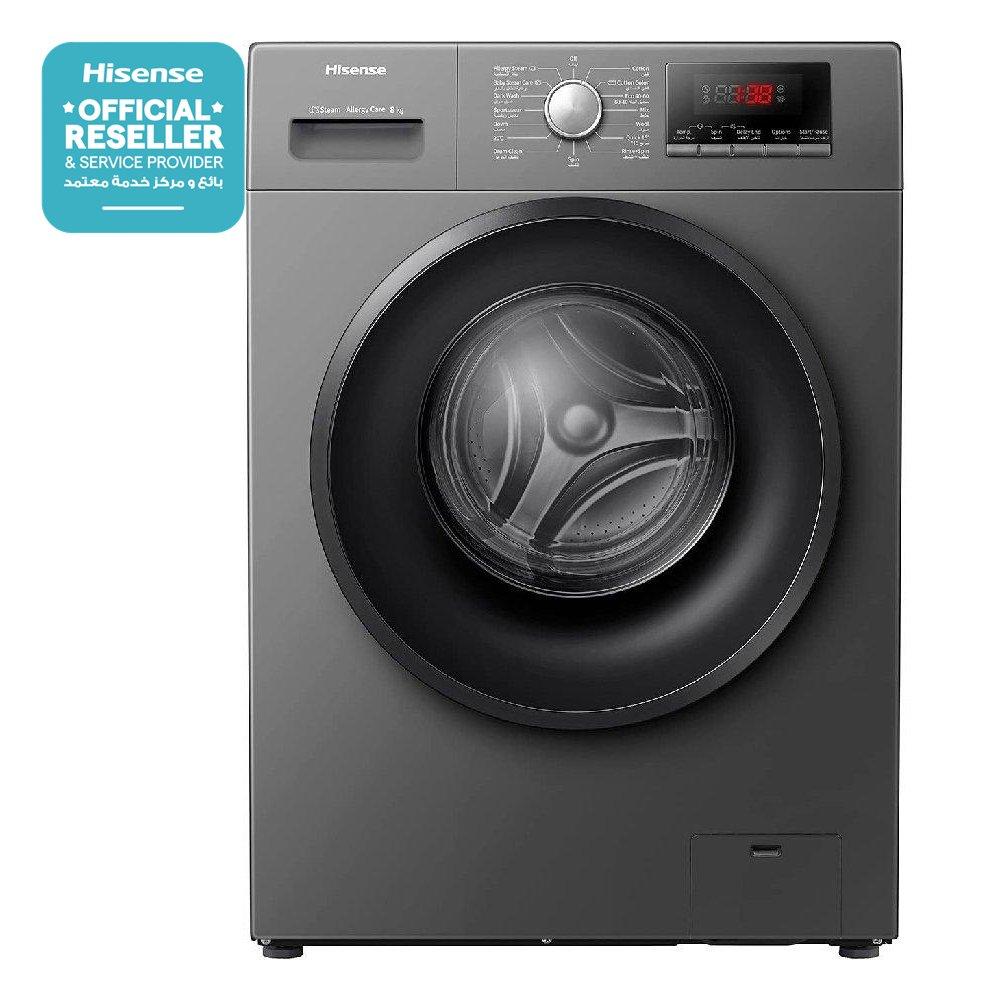 

Hisense front load washer, 8kg, wfqp8012t/s - titanium gray