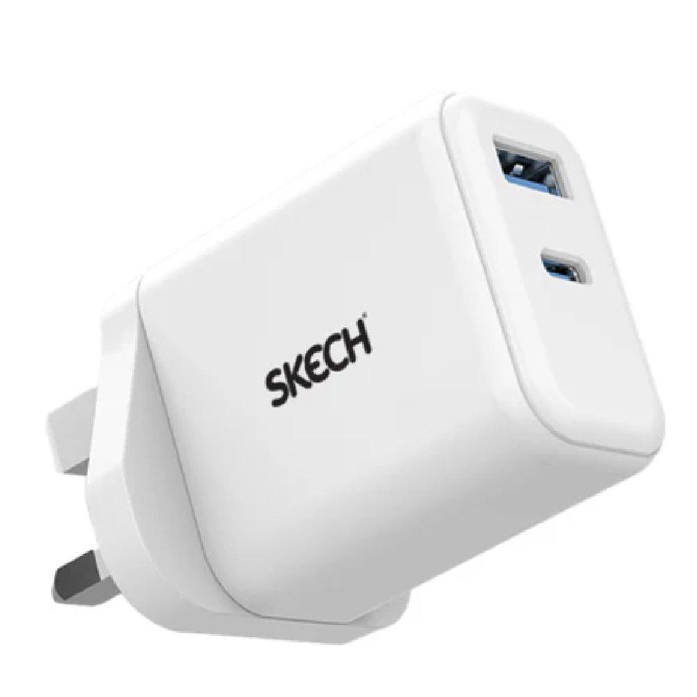 

Skech 45 pd gan uk power charger dual type c ports & 1 usb, skel-pdg45-ukw – white