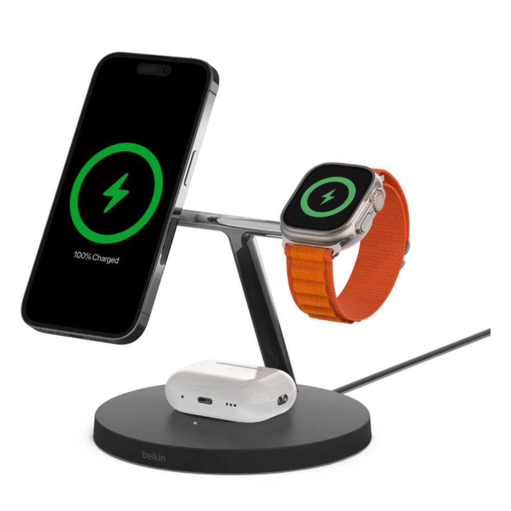 

Belkin magsafe 3 in 1 wireless charging, 15w, wiz017mybk – black