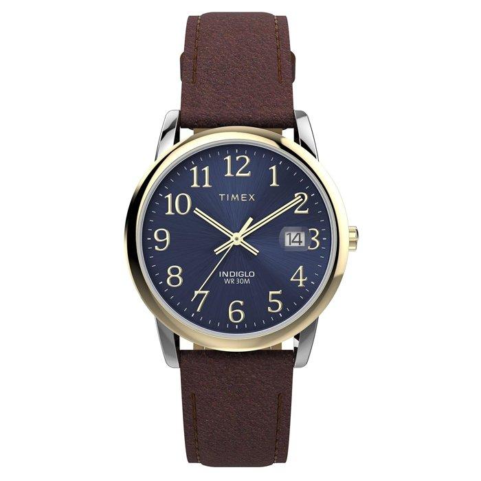 

Timex easy reader men's watch, 35mm, leather band, tw2w545006v - brown