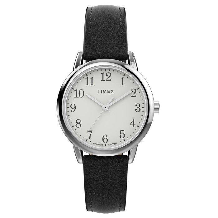 

Timex easy reader women's watch, 30mm, leather band, tw2w32500ce - black