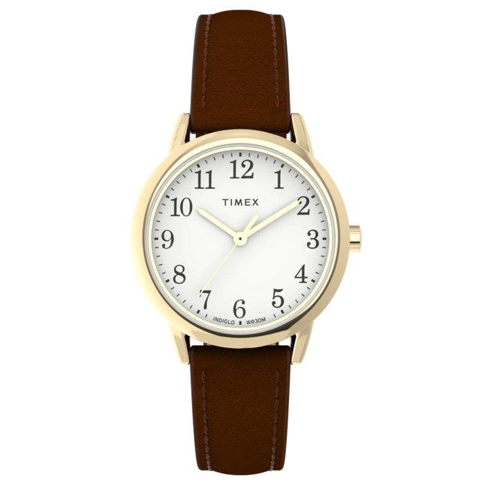 

Timex easy reader women's watch, 30mm, leather band, tw2w32600ce - brown