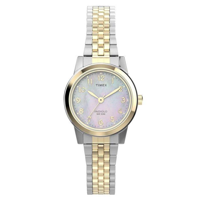 

Timex main street women's watch, 25mm, stainless steel band, tw2w353006v - silver/gold