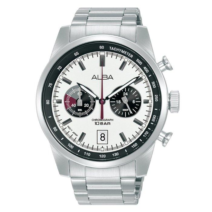 

Alba signa men's watch, chrono, 44mm, stainless steel strap, a4b009x1 - silver