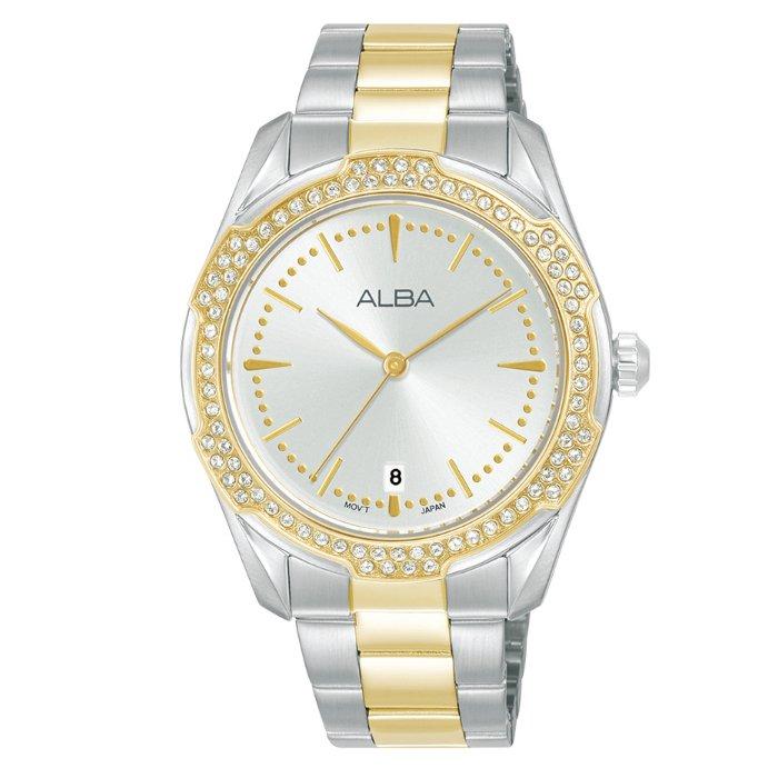 

Alba signa watch for women, analog, 36mm, stainless steel strap, ag8n32x1 - silver/gold
