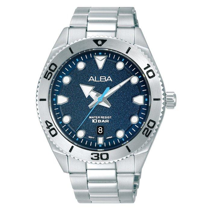 

Alba active watch for men, analog, 43mm, stainless steel strap, as9t11x1 - silver