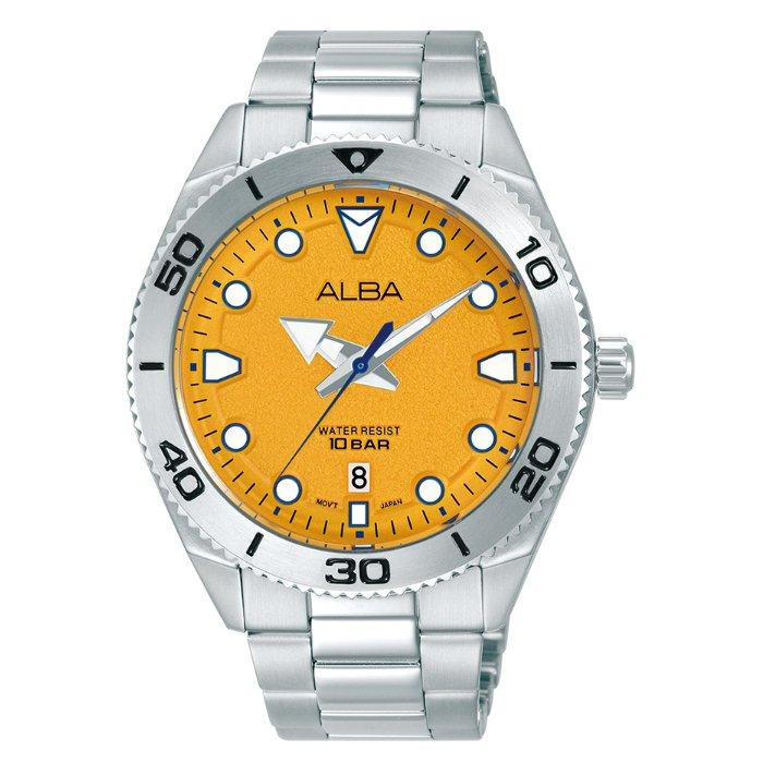 

Alba active watch for men, analog, 43mm, stainless steel strap, as9t17x1 - silver