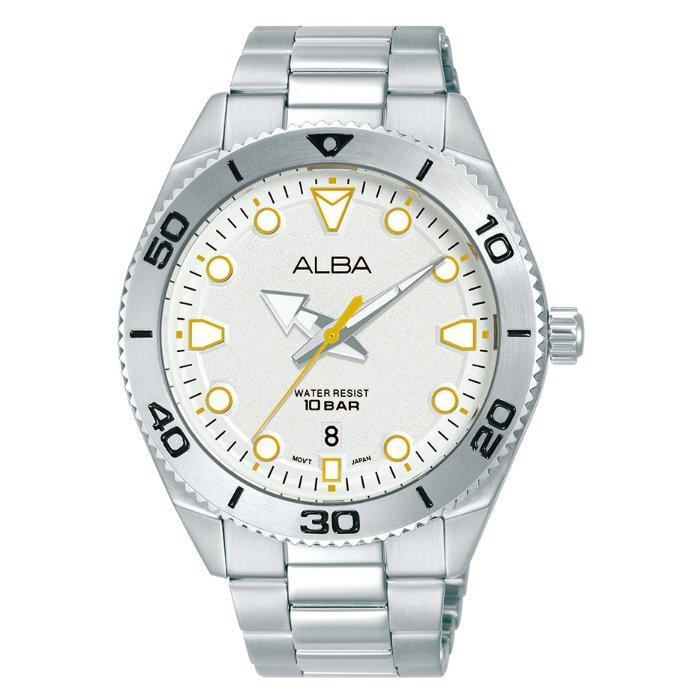 

Alba active watch for men, analog, 43mm, stainless steel strap, as9t19x1 - silver