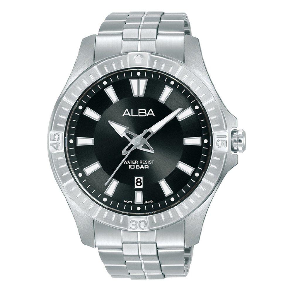 

Alba 45mm active watch for men’s, analog, stainless steel strap, as9t27x1- silver
