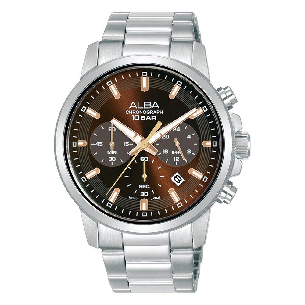 

Alba 42mm active watch for men’s, analog, stainless steel strap, at3j51x1- silver
