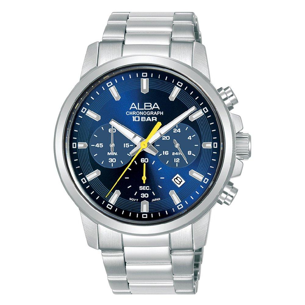 

Alba 42mm active watch for men’s, analog, stainless steel strap, at3j55x1- silver