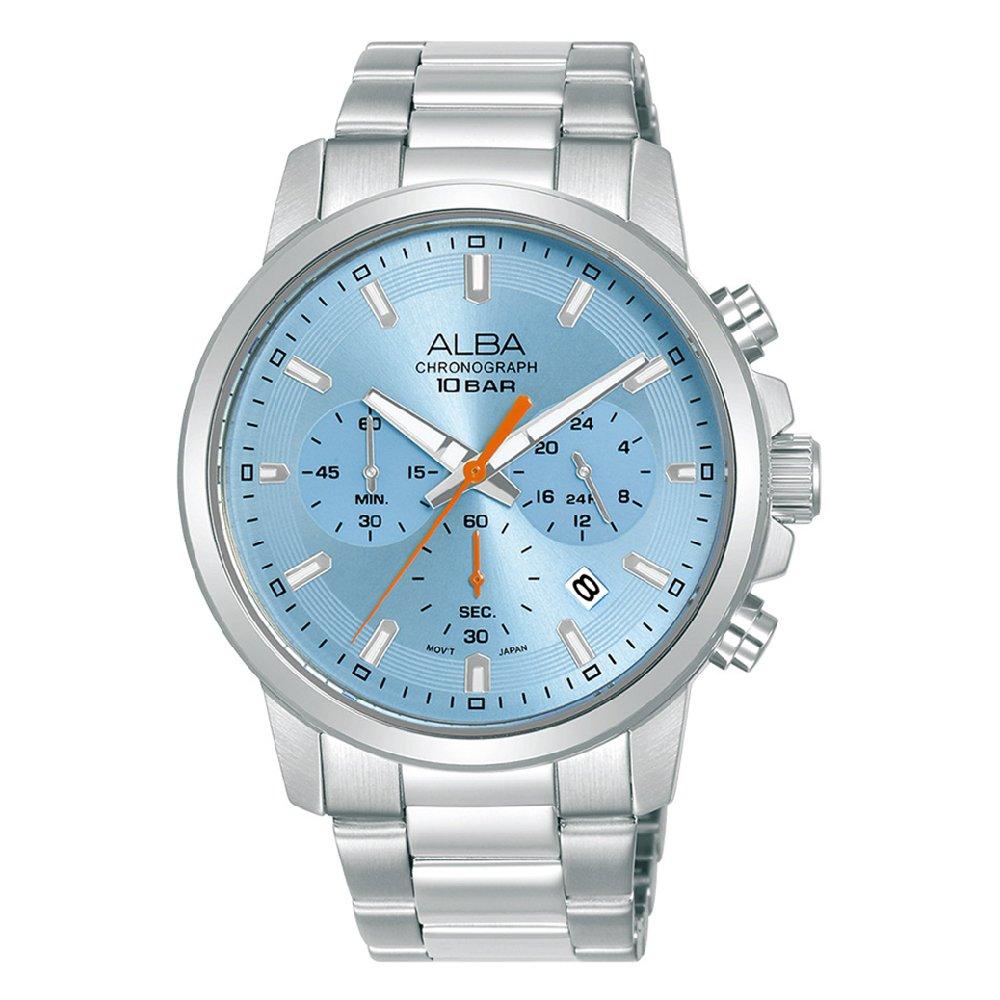 

Alba 42mm active watch for men’s, analog, stainless steel strap, at3j59x1 - silver