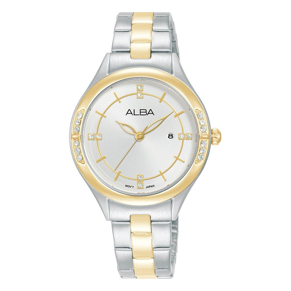 

Alba 32mm fashion watch for women, analog, stainless steel band, ah7cn6x1- silver&gold