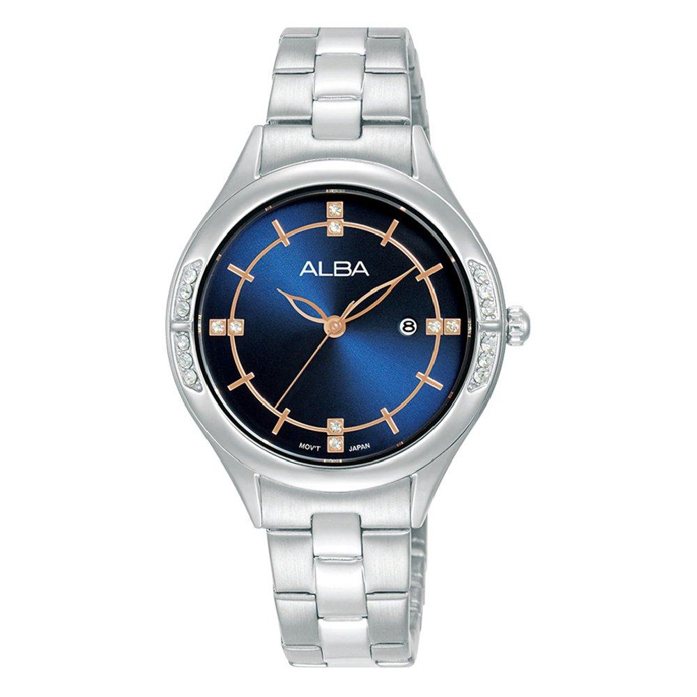 

Alba 32mm fashion watch for women, analog, stainless steel band, ah7cn7x1- silver