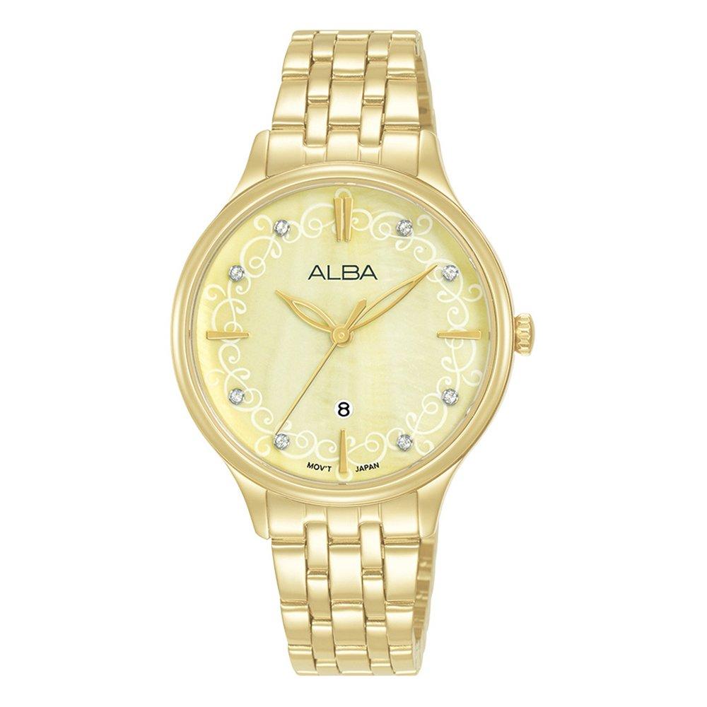 

Alba 32mm fashion watch for women, analog, stainless steel band, ah7cr0x1- gold