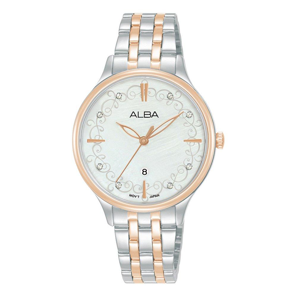 

Alba 32mm fashion watch for women, analog, stainless steel band, ah7cr2x1- silver&rose
