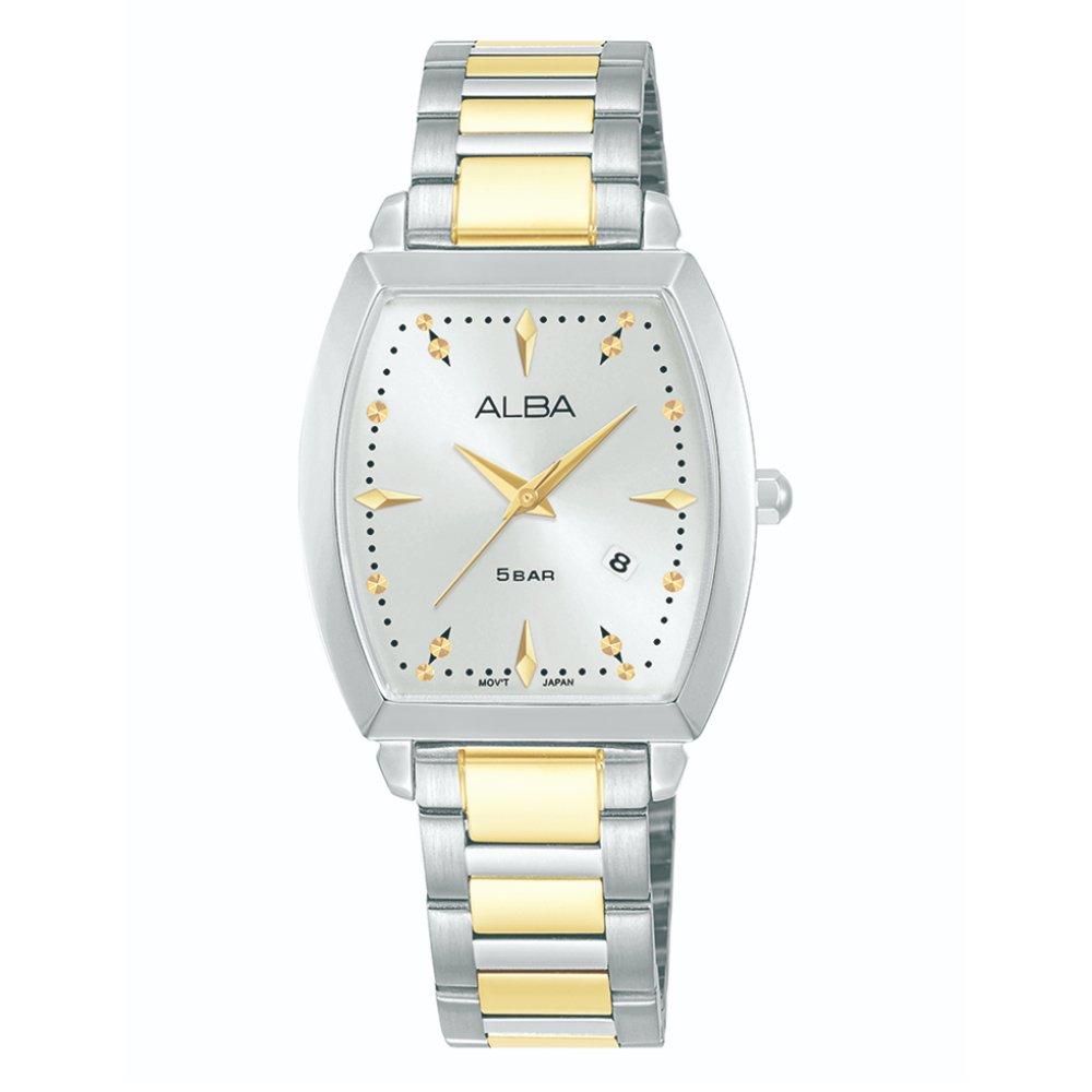 

Alba 27mm fashion watch for women, analog, stainless steel band, ah7cs5x1-silver&gold