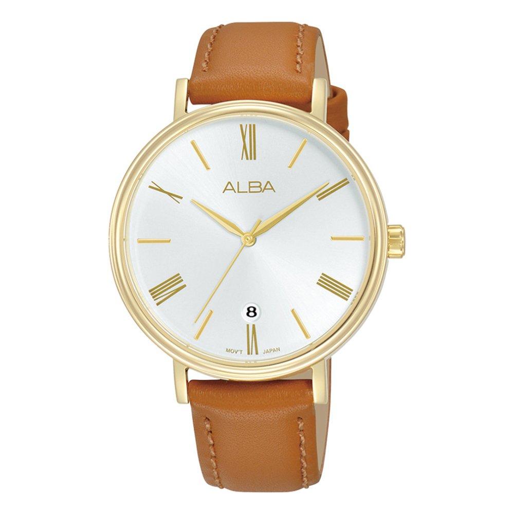 

Alba 36mm fashion watch for women, analog, leather band, ag8n90x1-light brown