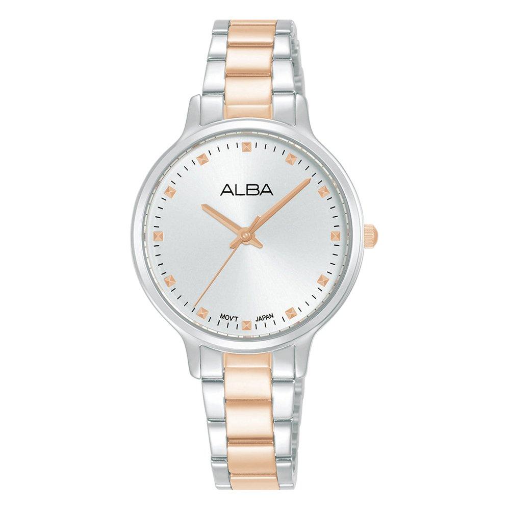 

Alba 30mm fashion watch for women, analog, stainless steel band, arx145x1 - silver/rose...