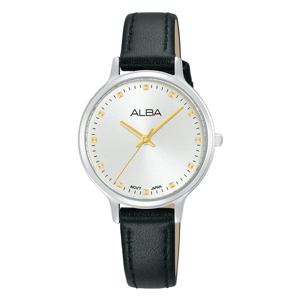 

Alba 30mm fashion watch for women, analog, leather band, arx155x1 - black