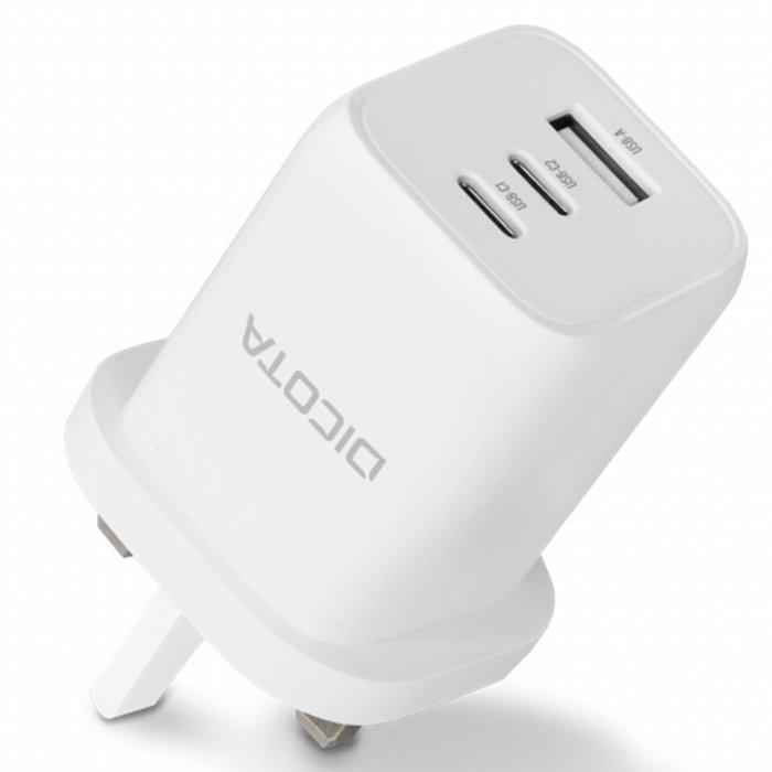 

Dicota 65w 3-ports gan wall charger, d32055 – white
