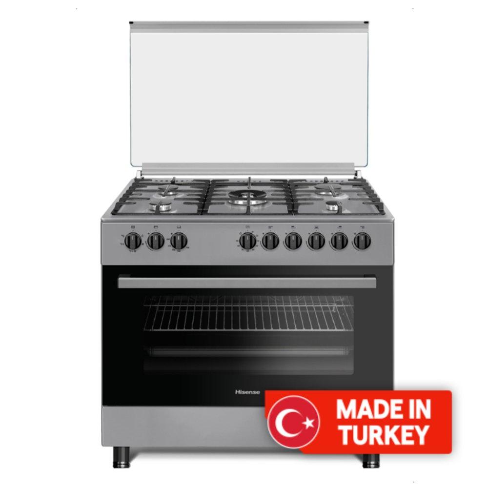 

Hisense 90x60cm free-standing 5-burners gas cooker, 110liters, hgi9b21s - stainless steel