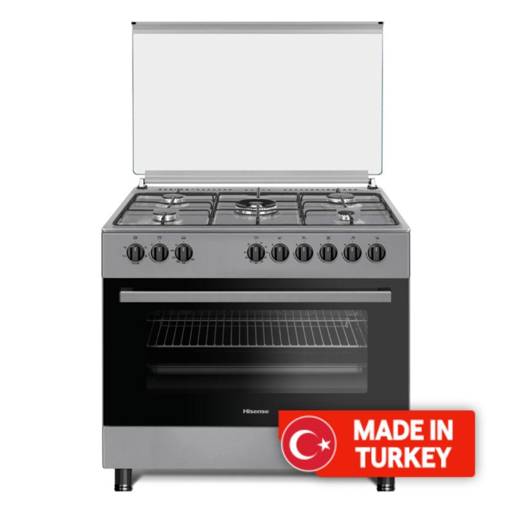 

Hisense 90x60 gas cooker with dual fan, 105l, hgi9b20s - stainless steel