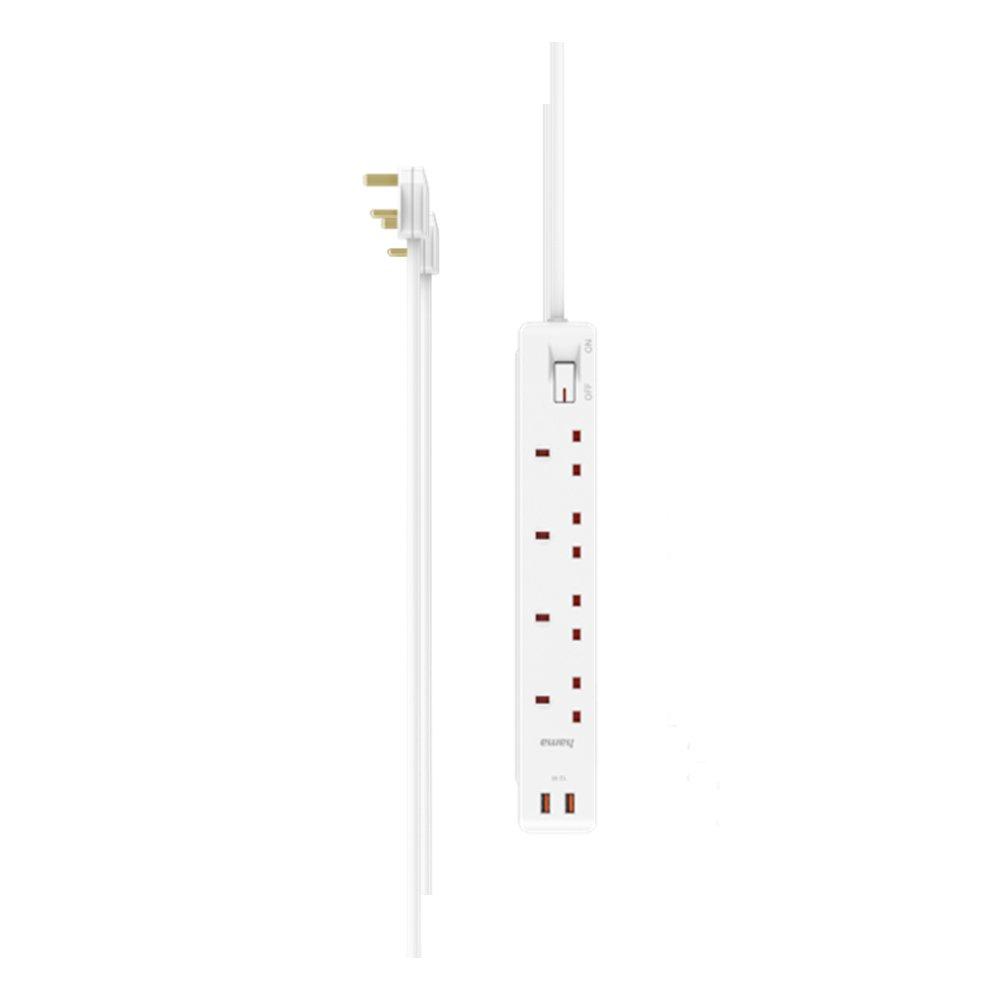

Hama 4 way 2 usb a & c 2m strip extension, 20w, d3223861- white