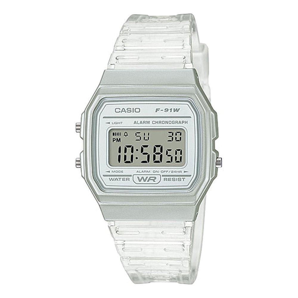 

Casio glu unisex watch, digital, 38mm, f-91ws-7df - transparent