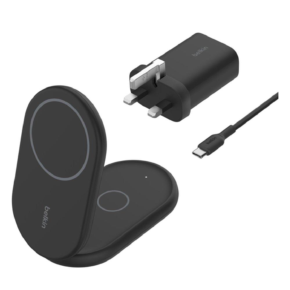 

Belkin boostcharge 2-in-1 magnetic foldable wireless charger with qi2, 15w, wiz028mybk ...