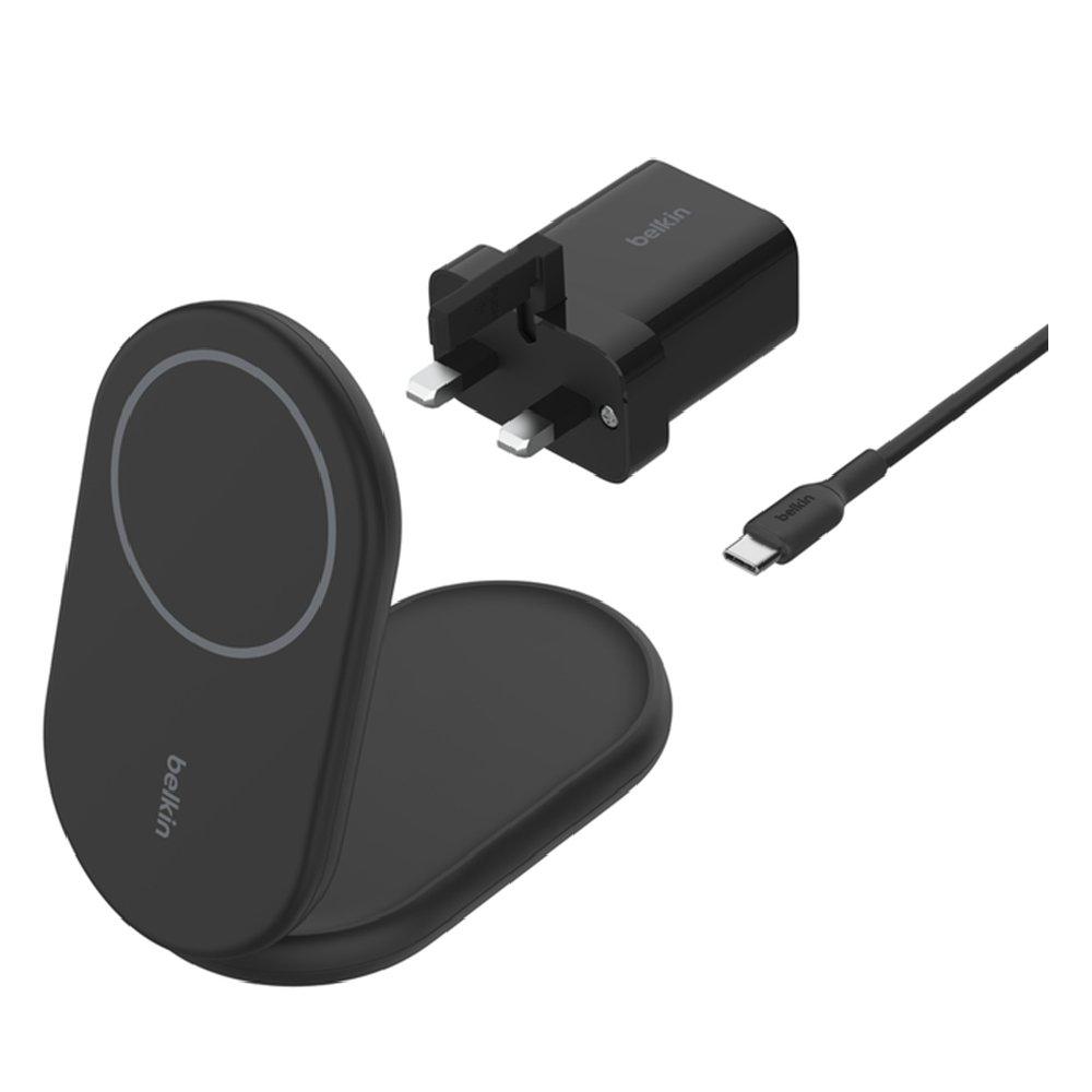 

Belkin magnetic foldable wireless charger with qi2, 15w, wib007mybk - black